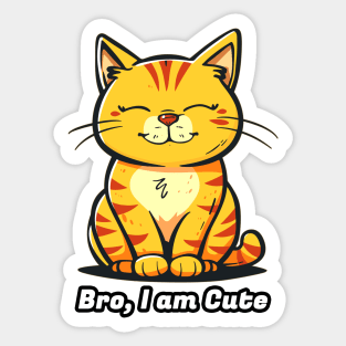 Bro Cute Yellow Cat Animal Sitting Sticker